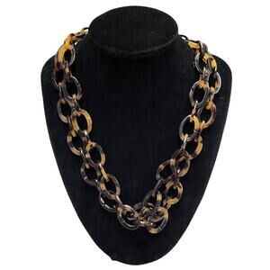 LORREN BELL 40” Toggle Necklace MARBLED TORTOISE Brown Gold